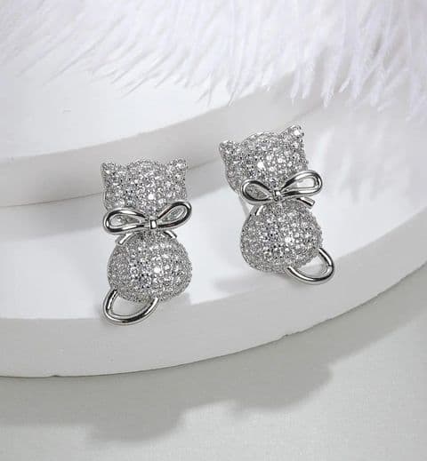 BandS - Silver Kitten stud earings £14.99