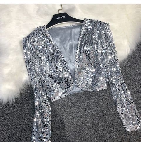 BandS - Silver Sequin Shrugs with Long Sleeves (2)