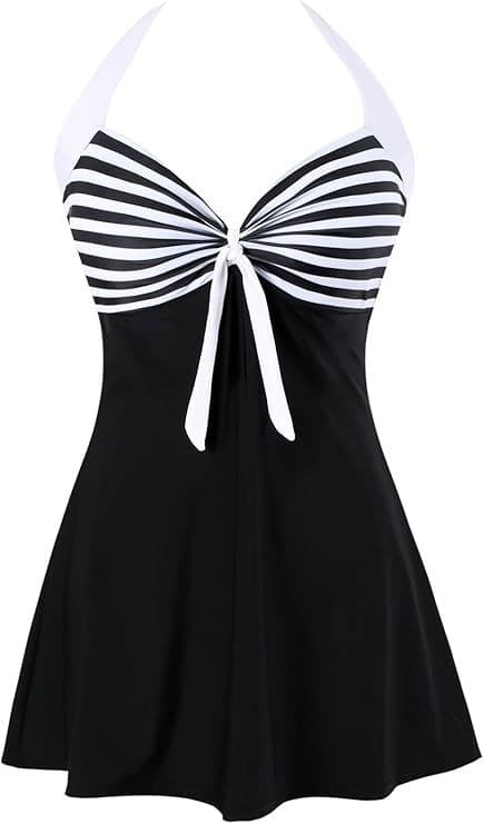 BandS -  Striped Halter neck Swimdress