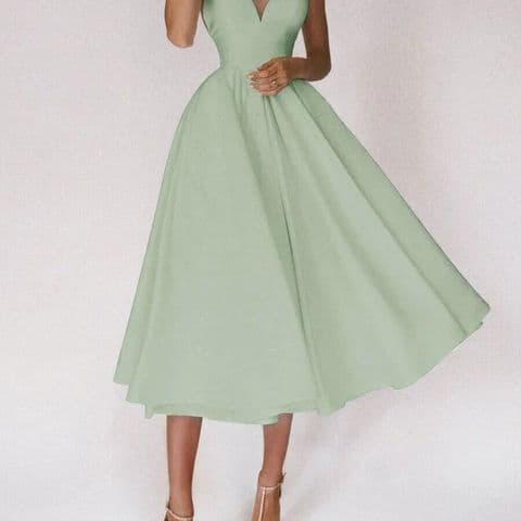 BandS - Summer Double Strap - Full Skirt Dress Pale Green