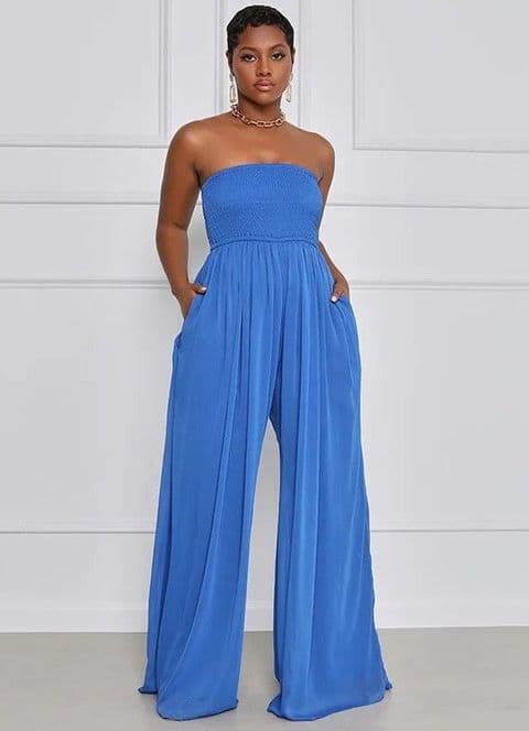 BandS - Summer Strapless Jumpsuit Blue