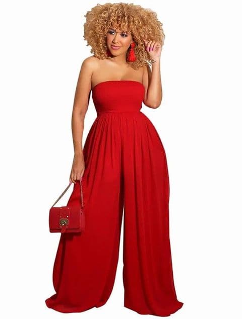 BandS - Summer Strapless Jumpsuit Red