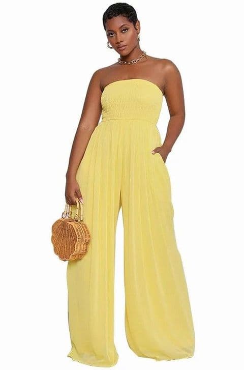BandS - Summer Strapless Jumpsuit Yellow