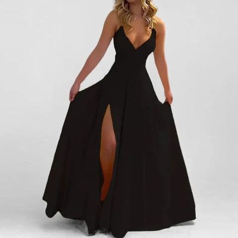 BandS - Summer Thin Strap - Full Length Dress Black