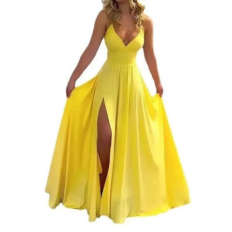 BandS - Summer Thin Strap - Full Length Dress Yellow