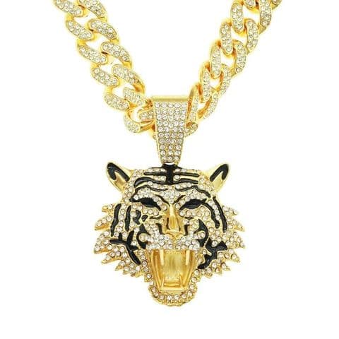 BandS - Tiger Alloy Diamond Pendant & Heavy Diamond chain £29.95