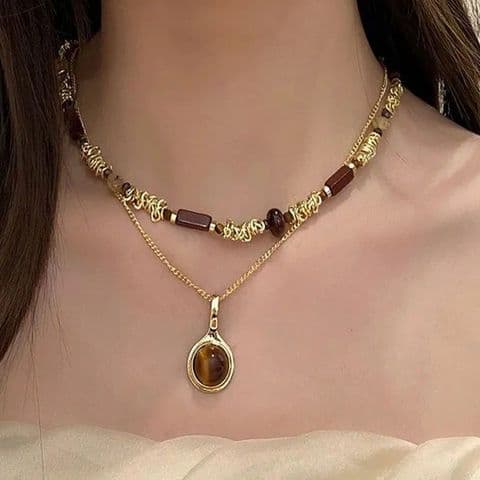 BandS - Tigers Eye Clavicle Chain Pendant. £14.99