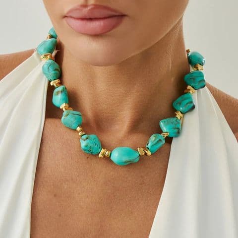 BandS - Turquoise Geometric Necklace Necklace. £14.99