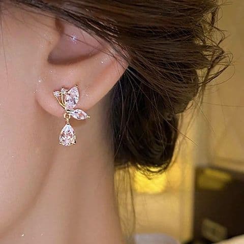 BandS - Ultra-Shiny White Butterfly Tear drop Earrings £14.99