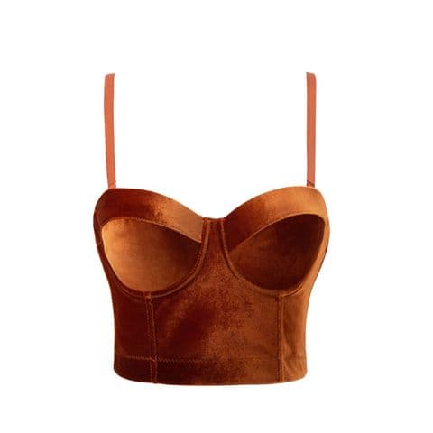 BandS - Velvet Bustier Crop Top Caramel