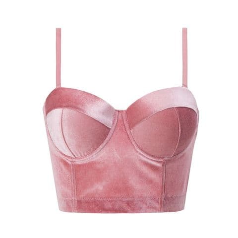 BandS - Velvet Bustier Crop Top Pale Pink