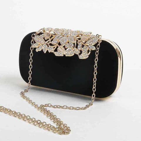 BandS - Velvet Clutch Bag Black