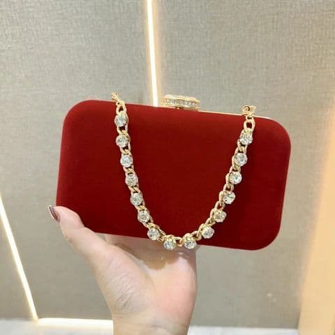 BandS - Velvet Clutch Bag Red