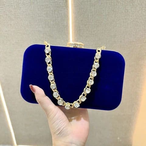 BandS - Velvet Clutch Bag Royal Blue