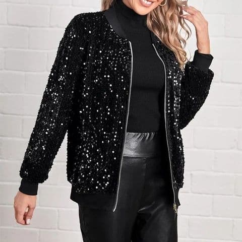 BandS - Velvet Sequin Zip-up Jacket