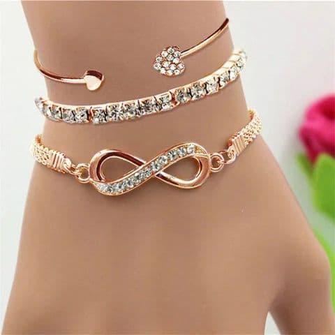 BandS -  Vintage Rose Gold Diamond Embedded 3 piece set £14.99