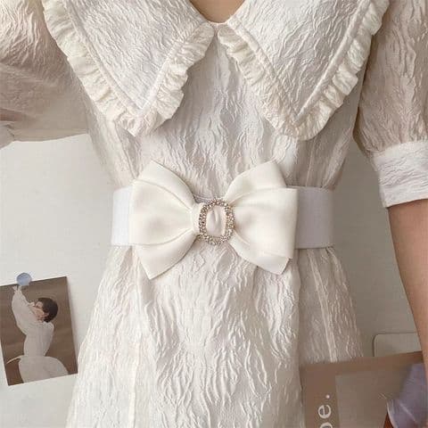 BandS - White Sweet Bow Knot Cloth Elastic Belt £14.99