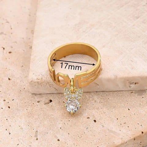 BandS - White Zircon Rabbit Love ring £14.99