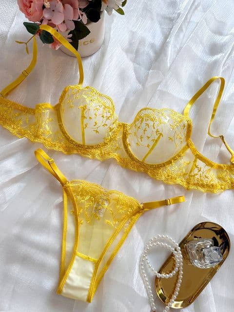 BandS - Yellow sheer Bra set