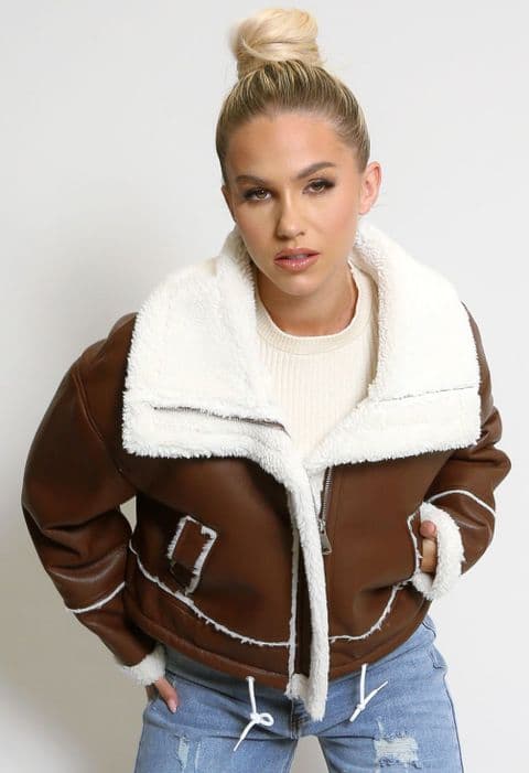 Faux fur Aviator style jacket