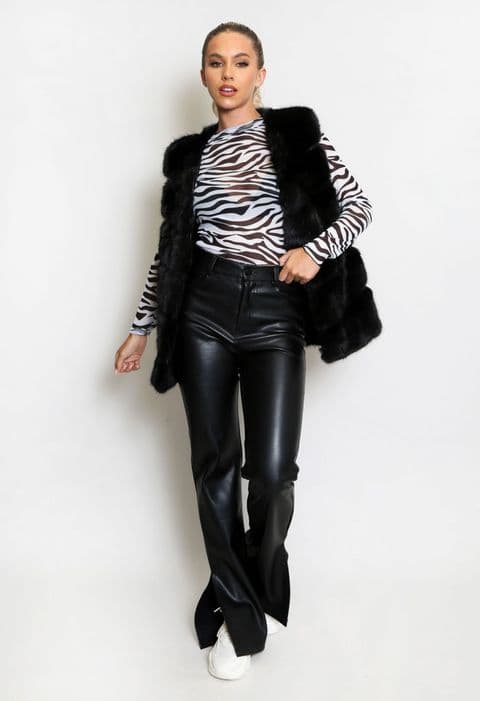 Faux Fur Panelled Gilet Black