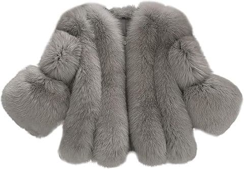 Faux fur Placket Jacket Grey