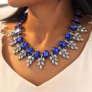 Large Blue & Clear stone necklace £29.95