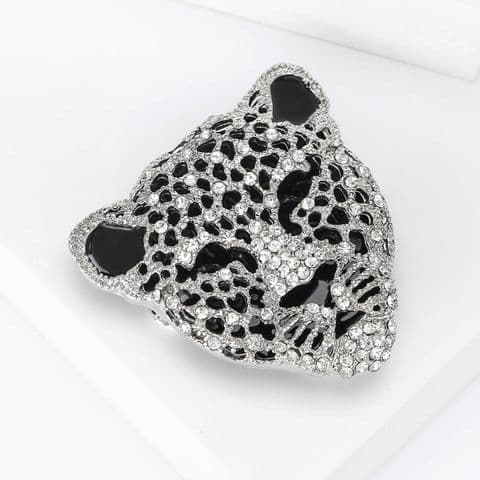 Large Silver Leapard Diamonte Broach  £14.99