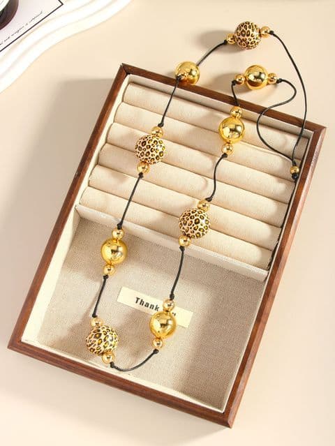 Leopard Print & Gold Ball Necklace £14.99