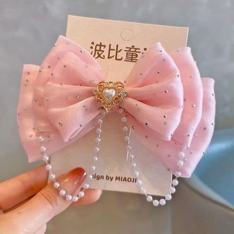 Peach Pearl Bow Hair Clip £14.99