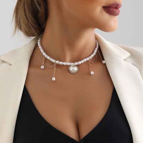 Pearl & Pearl drop Necklace £14.99