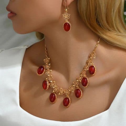 Red Classy 18K Gold Plated Necklace set £29.95