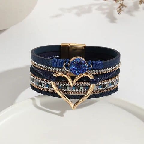 Stacking Bracelets with Heart Navy £14.99