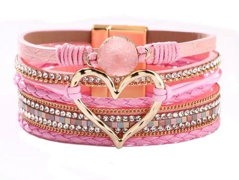 Stacking Bracelets with Heart Pink £14.99