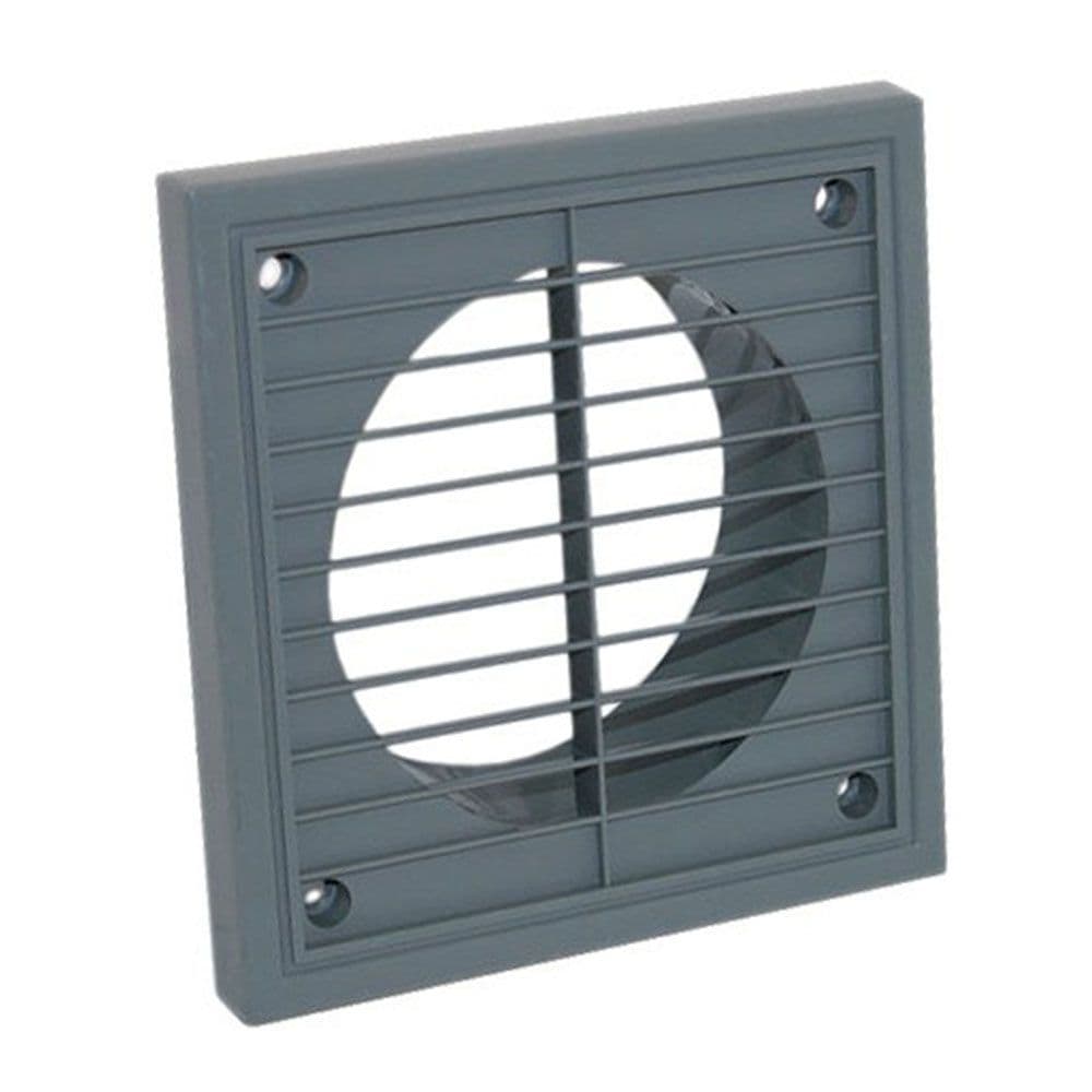 Fixed Four Inch 100mm External Extractor Fan Grille Grey