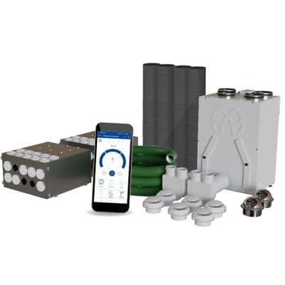 Blauberg Komfort 3-Bed Flat or Apartment Vertical MVHR Heat Recovery Ventilation Kit EC-SB-250-AK3