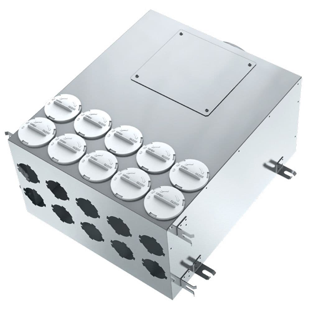 BlauFast 75mm Metal Radial Duct Manifold Box - 200mm Connection - 10 ...