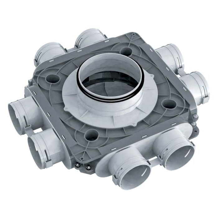 BlauFast 90mm Plastic Radial Duct Manifold Box - 200mm Connection - 8 ...