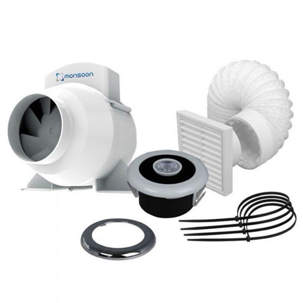 Monsoon UMDTKLED Inline LED Shower Light Extractor Fan Kit