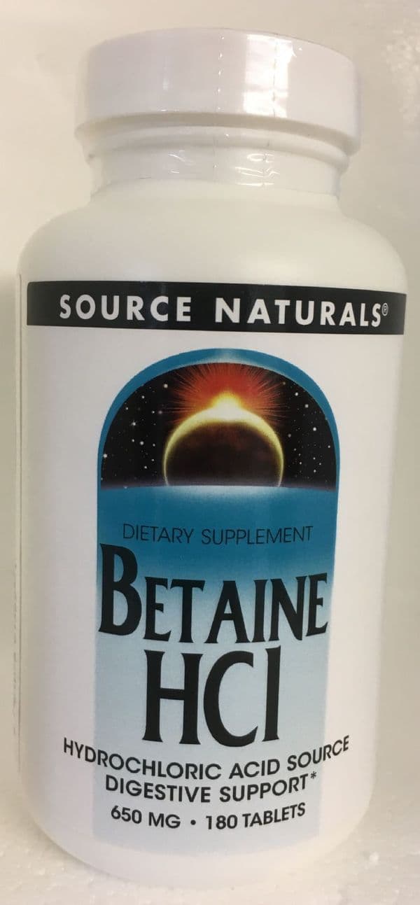 Hydrochloric Acid (with pepsin) 180 tablets - SOURCE NATURALS