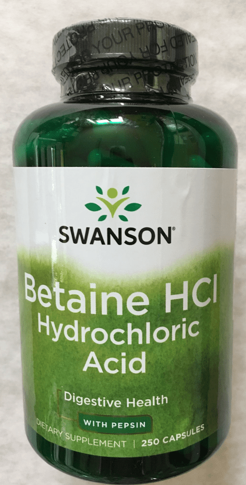 Hydrochloric Acid (with pepsin) 250 capsules - SWANSON
