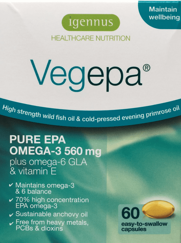 Vegepa PURE EPA OMEGA-3 560mg - 60 caps - CONTAINS FISH
