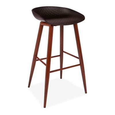 2x About a Stool, Black Barstools with Walnut Metal Legs