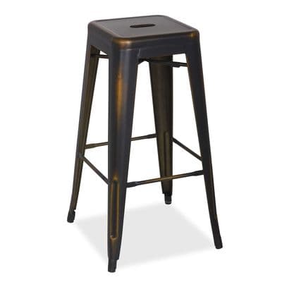 4x Tolix Metal Barstool Stackable Dining Barstool, Black Gold