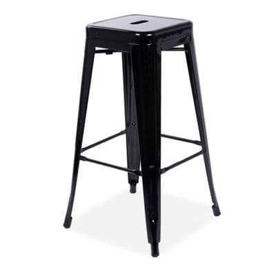 4x Tolix Metal Barstool Stackable Dining Barstool, Bright Black