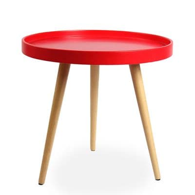 Capri Round Tray Table, Matte Red 50cm