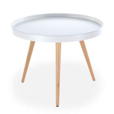 Capri Round Tray Table, Matte White 60cm