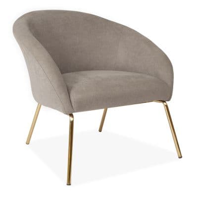 Grey Fabric One Seater Sofa, with Gold Legs