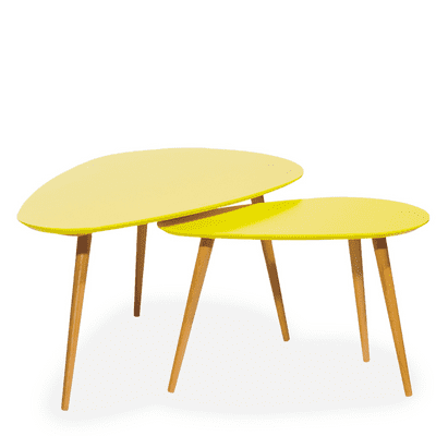 Large Petal Nest of Tables, Matte Yellow