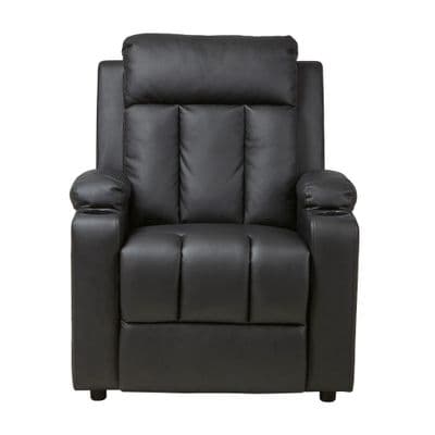 LEIF Black PU Leather Recliner Push Back Armchair